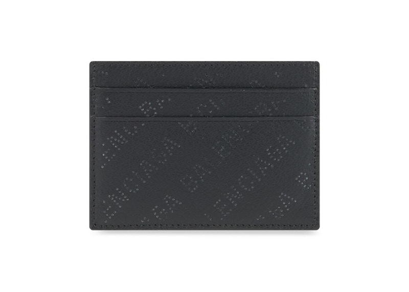 Balenciaga Perforated Logo (4 Card Slots 1 Slip Pocket) Cash Card Holder Black
