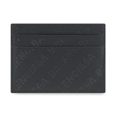 Balenciaga Perforated Logo (4 Card Slots 1 Slip Pocket) Cash Card Holder Black