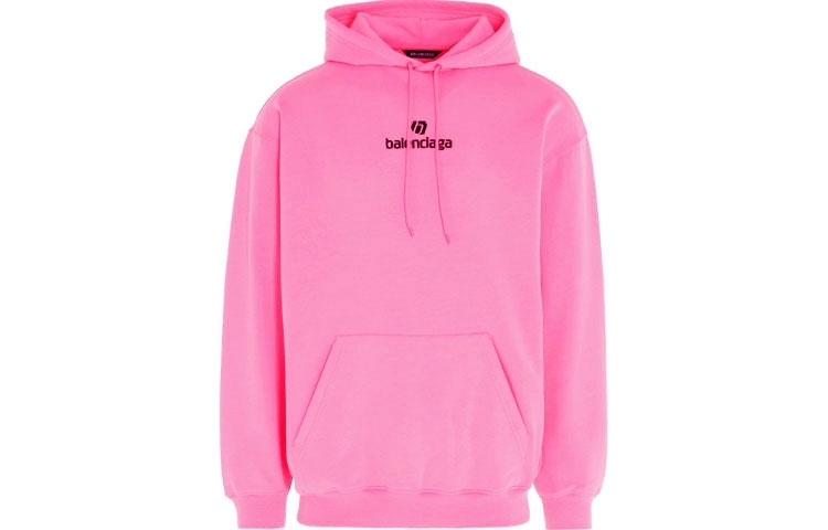 Balenciaga Pink Logo Embroidered Hoodie for Men 570811TJVE15764