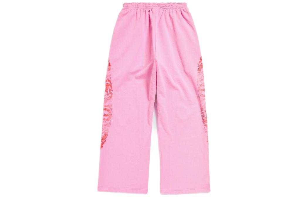 Lookbook 巴黎世家粉色Logo印花中腰休閒褲男女寬鬆版型 771081TPVM95960