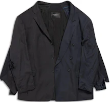 Balenciaga Plain Coal Grey Button-Up Loose-Fit Jacket Unisex Regular Series 790796TQT901140 Balenciaga Plain Coal Grey Button-Up Loose-Fit Jacket Unisex Regular Series 790796TQT901140