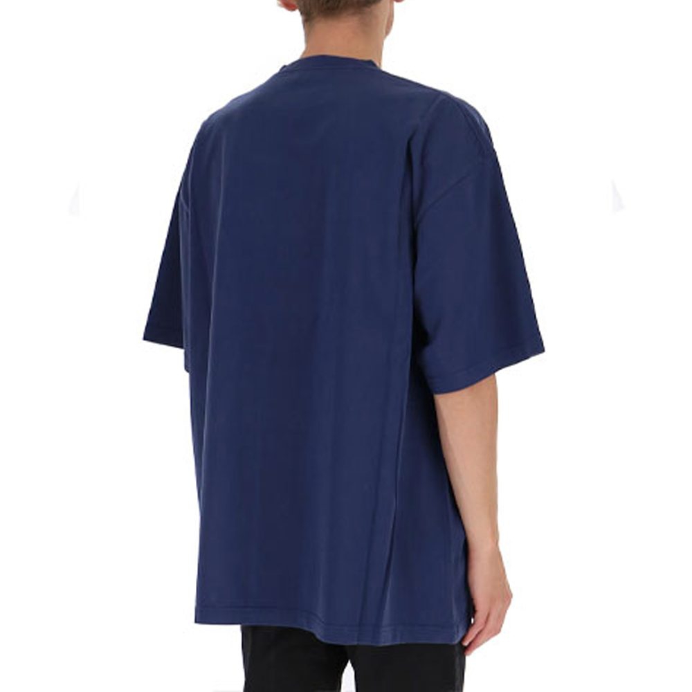 Balenciaga Plain Letter Print Crewneck T-Shirt in Dark Blue. 651795TLV938561 圖 6