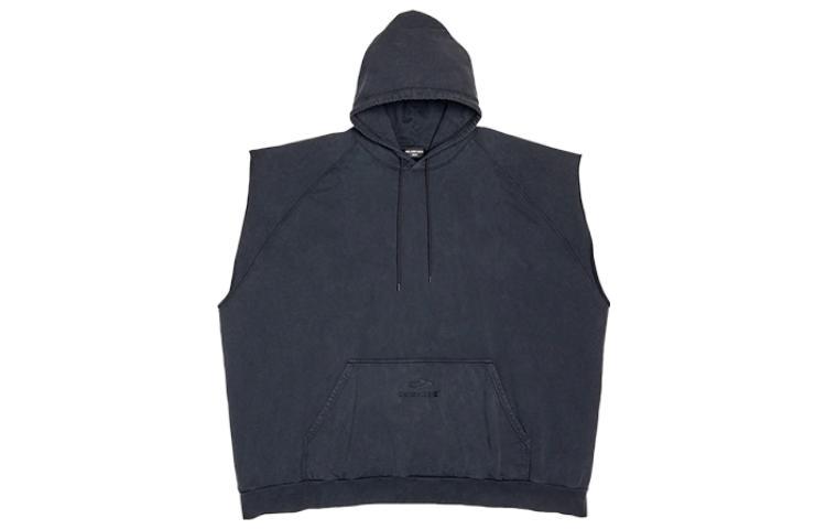 Balenciaga Plain Oversized Sleeveless Hoodie Black ( Fit) 697875TMVA62020