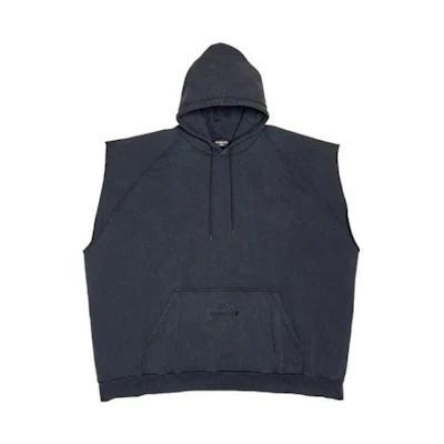 Balenciaga Plain Oversized Sleeveless Hoodie Black ( Fit) 697875TMVA62020