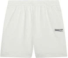 Order Balenciaga Political Campaign FW21 White Velvet Elastic Waist Shorts 641608TKVI99084