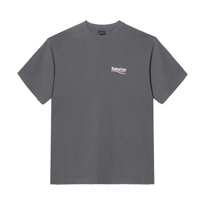 Balenciaga Political Campaign FW22 Logo Print Grey Loose Fit T-Shirt. 641655TNVG51227
