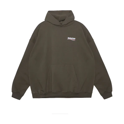 Balenciaga Political Campaign FW22 Logo Print Hoodie Green - Relaxed Fit. 620973TKVI92463