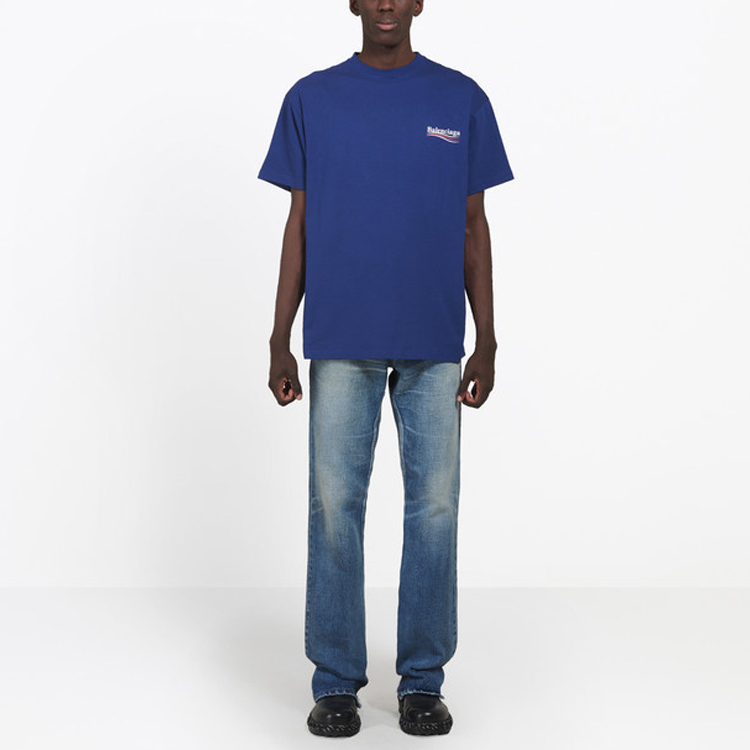 Balenciaga Political Campaign Graphic Tee Unisex Blue 508203TAV444540 圖 4