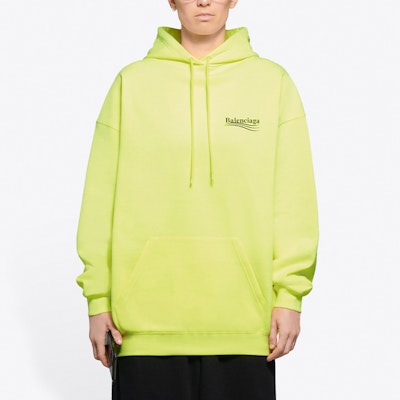 Balenciaga Political Campaign Hoodie 'Fluo Yellow/Black' Lookbook Balenciaga Political Campaign Hoodie 'Fluo Yellow/Black'