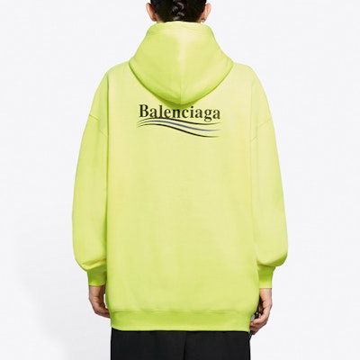 Balenciaga Political Campaign Hoodie 'Fluo Yellow/Black' Shop Balenciaga Political Campaign Hoodie 'Fluo Yellow/Black'