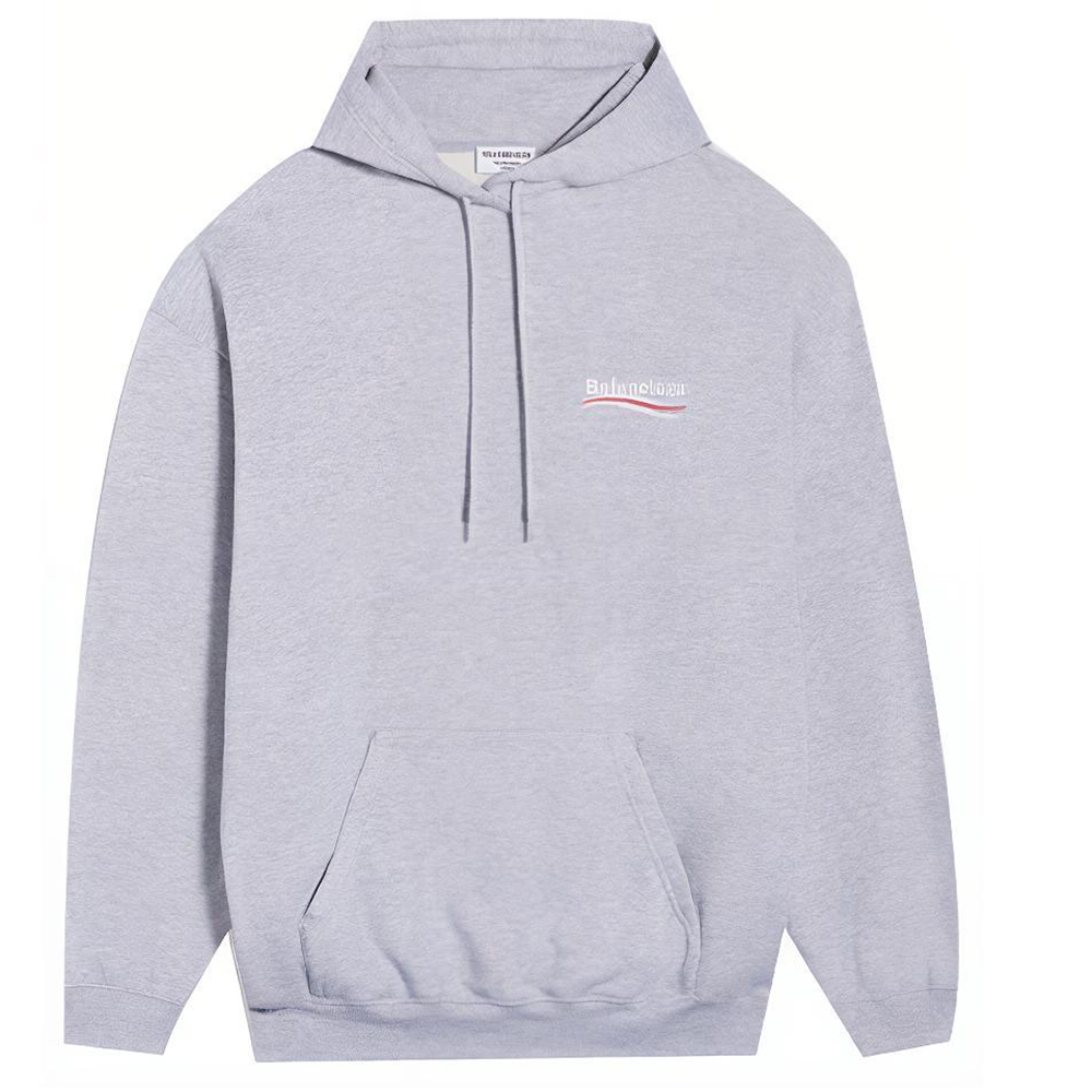 Balenciaga Political Campaign Logo Embroidered Hoodie Grey. 600583TKVI91379