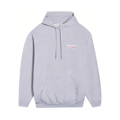 Balenciaga Political Campaign Logo Embroidered Hoodie Grey. 600583TKVI91379