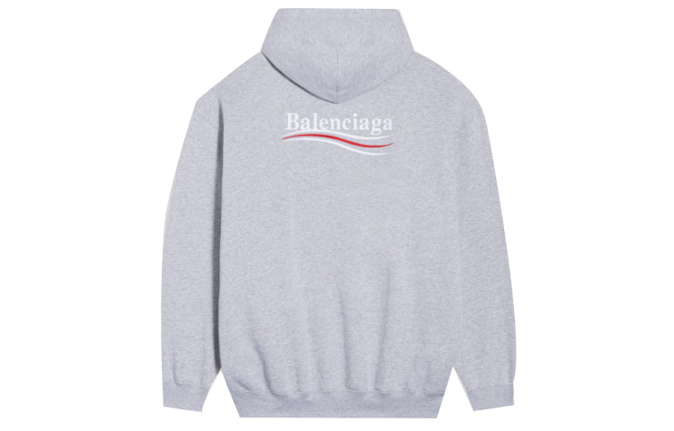 Lookbook Balenciaga 政治活動標誌刺繡連帽衫 灰色。 600583TKVI91379