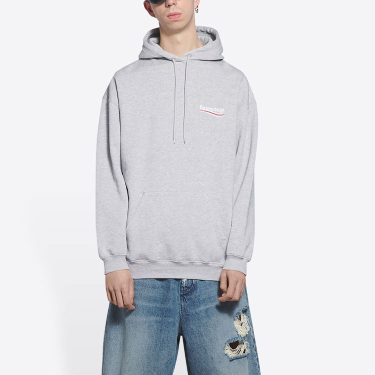 Purchase Balenciaga 政治活動標誌刺繡連帽衫 灰色。 600583TKVI91379