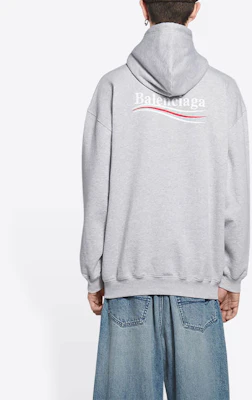 Balenciaga 政治活動標誌刺繡連帽衫 灰色。 600583TKVI91379 Details for Balenciaga 政治活動標誌刺繡連帽衫 灰色。 600583TKVI91379