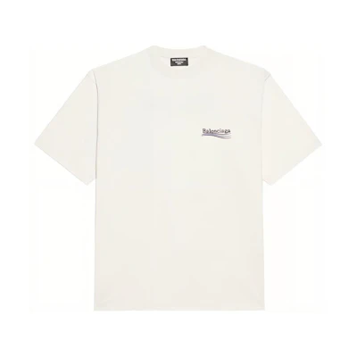 Balenciaga Political Campaign Logo Embroidered Oversized T-Shirt White Men 641675TKVJ19084