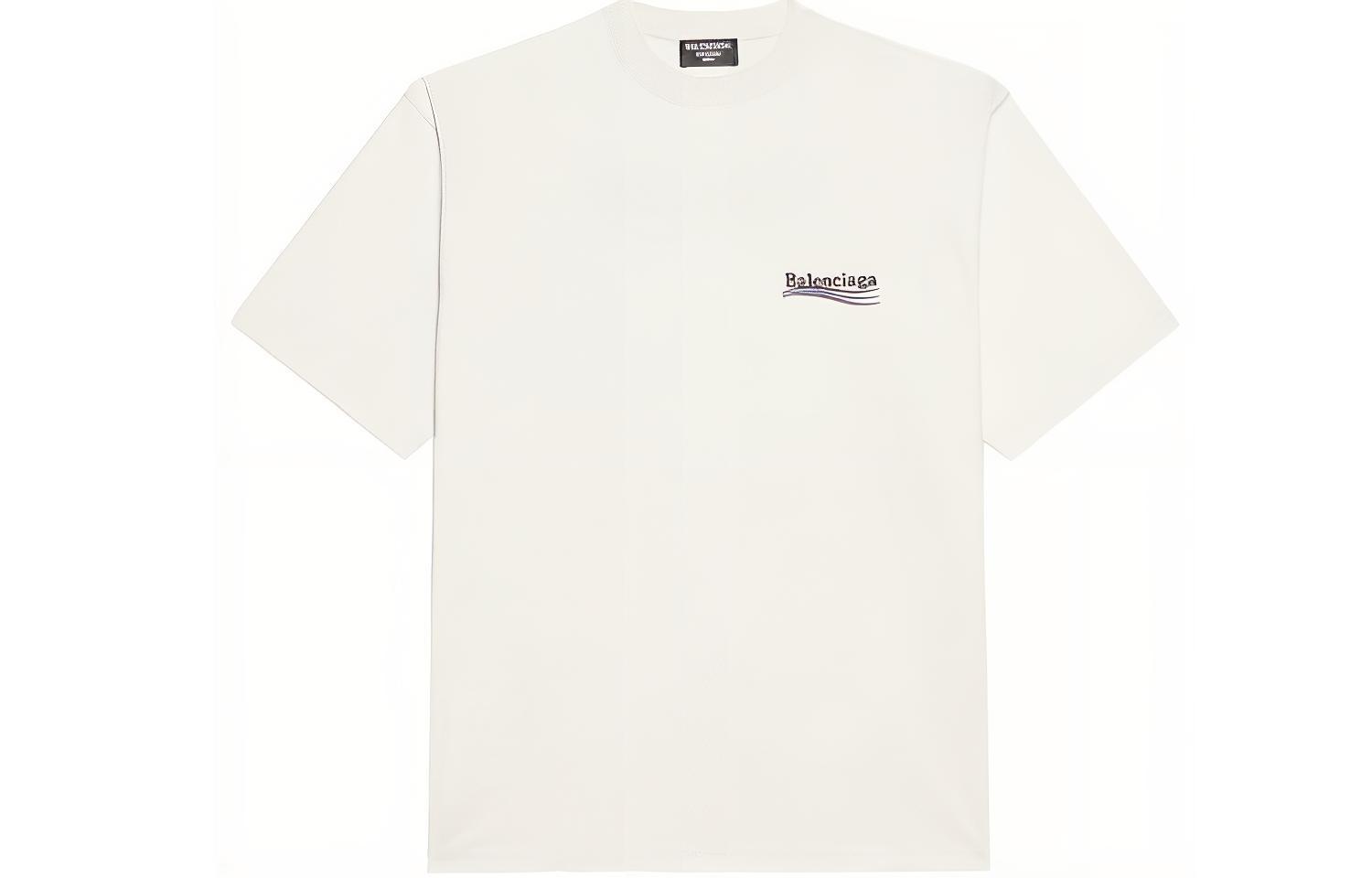 Order バレンシアガ ポリティカルキャンペーン ロゴ 刺繍 オーバーサイズ Tシャツ ホワイト メンズ 641675TKVJ19084