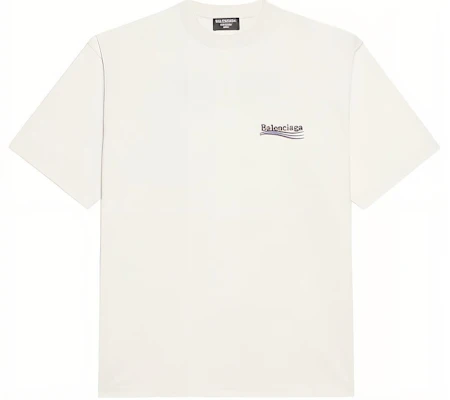 バレンシアガ ポリティカルキャンペーン ロゴ 刺繍 オーバーサイズ Tシャツ ホワイト メンズ 641675TKVJ19084 Order バレンシアガ ポリティカルキャンペーン ロゴ 刺繍 オーバーサイズ Tシャツ ホワイト メンズ 641675TKVJ19084