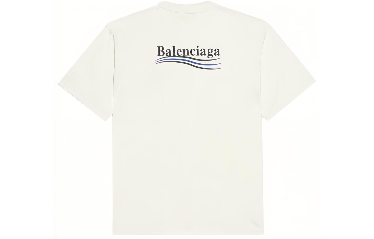 Lookbook バレンシアガ ポリティカルキャンペーン ロゴ 刺繍 オーバーサイズ Tシャツ ホワイト メンズ 641675TKVJ19084