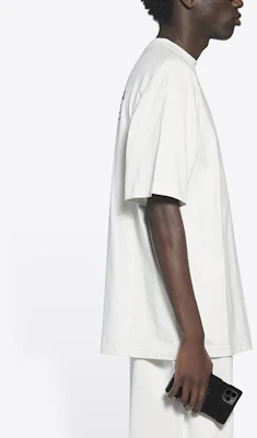 バレンシアガ ポリティカルキャンペーン ロゴ 刺繍 オーバーサイズ Tシャツ ホワイト メンズ 641675TKVJ19084 Cheap バレンシアガ ポリティカルキャンペーン ロゴ 刺繍 オーバーサイズ Tシャツ ホワイト メンズ 641675TKVJ19084