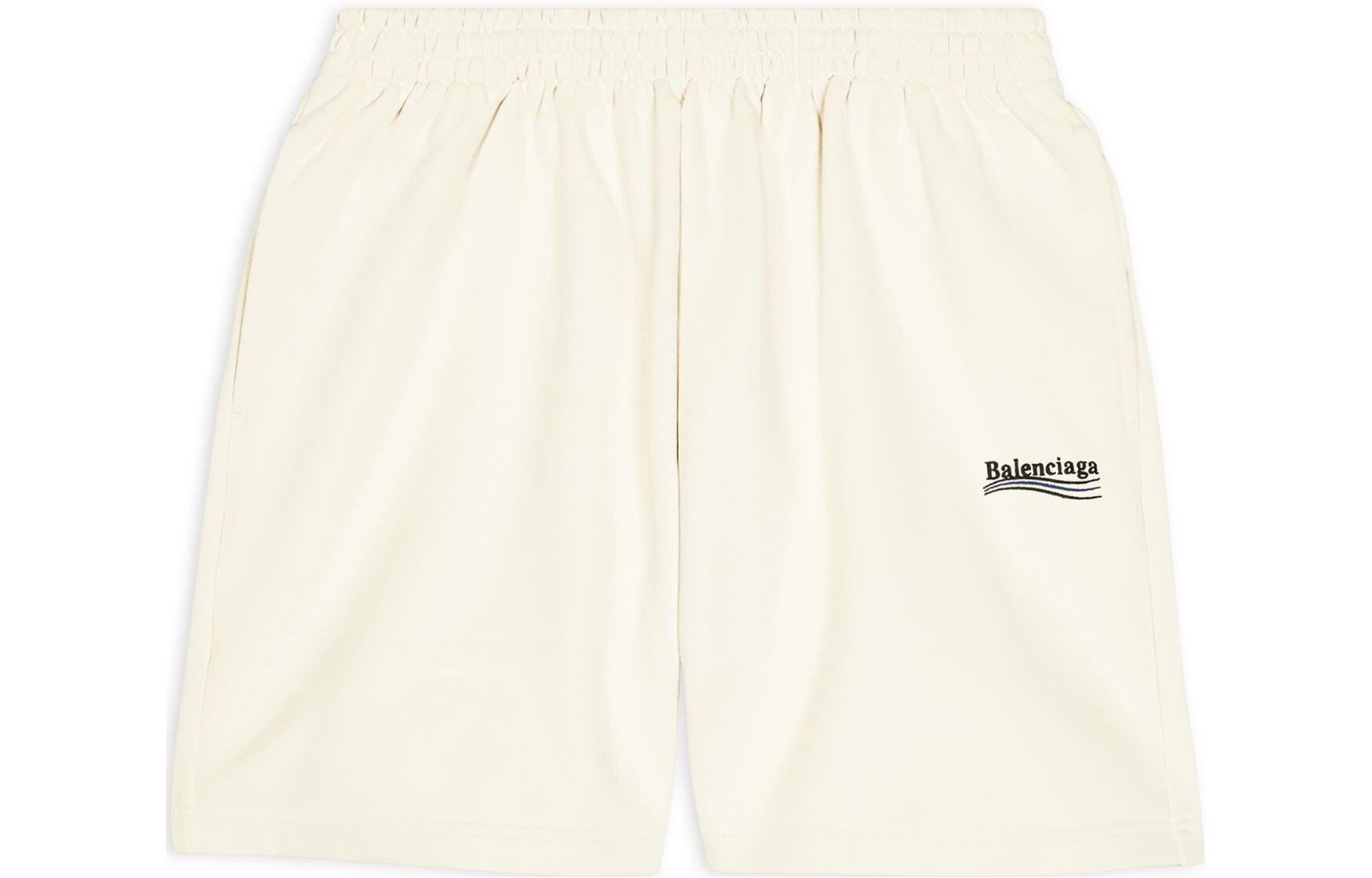 Buy Balenciaga Celana Pendek Pria Regular Fit Beige Logo Kampanye Politikal. 676137TKVI98962