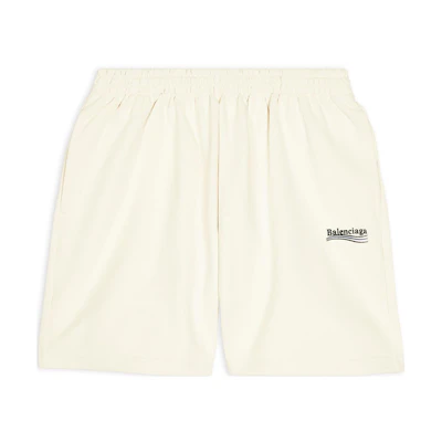 Balenciaga Political Campaign Logo Print Men’s Regular Fit Shorts Beige. 676137TKVI98962