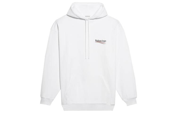 Buy Balenciaga 政治宣傳標誌天鵝絨連帽衫 白色 常規版型 600583TIV539040