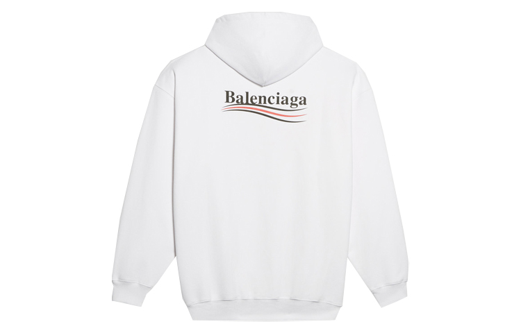 Lookbook Balenciaga 政治宣傳標誌天鵝絨連帽衫 白色 常規版型 600583TIV539040