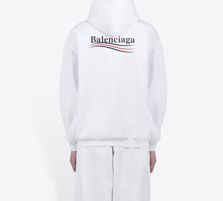 Purchase Balenciaga 政治宣傳標誌天鵝絨連帽衫 白色 常規版型 600583TIV539040