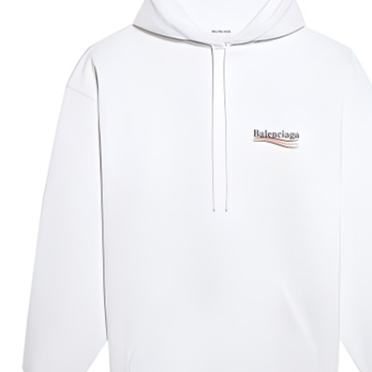 Sizing Balenciaga 政治宣傳標誌天鵝絨連帽衫 白色 常規版型 600583TIV539040