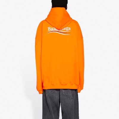 Balenciaga Political Campaign Medium Fit Hoodie 'Fluorescent Orange' Shop Balenciaga Political Campaign Medium Fit Hoodie 'Fluorescent Orange'