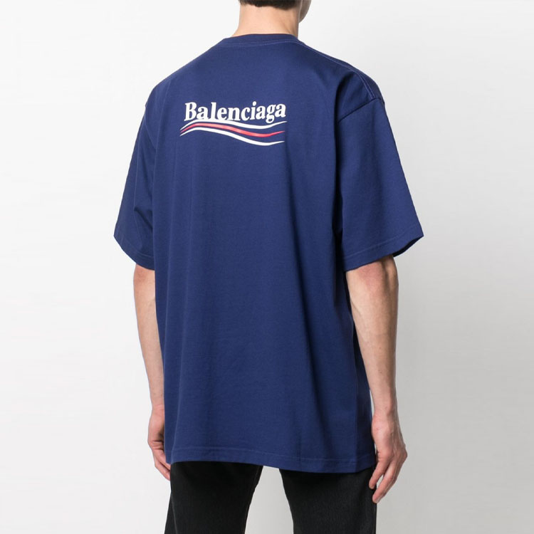 Details for Balenciaga Camiseta Oversized Campaña Política Azul Oscuro 641675TIV521195