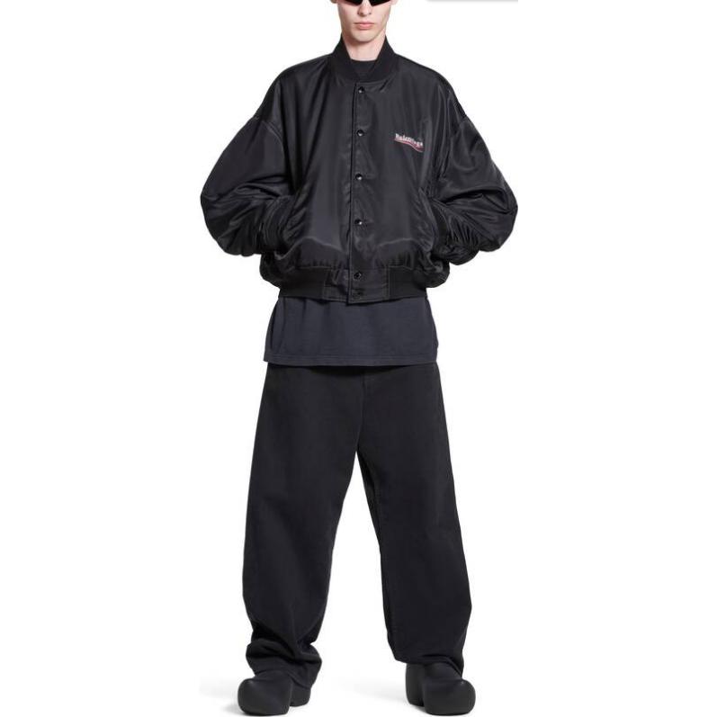 Purchase Balenciaga Jaket Longgar Unisex Logo Cetak Hitam Varsity Political Campaign FW23. 763434TNO271000