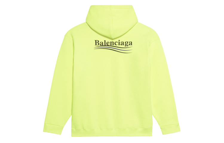 Balenciaga Political Campaign Wave Logo Sweatshirt Fluorescent Yellow 600583TJVD47110