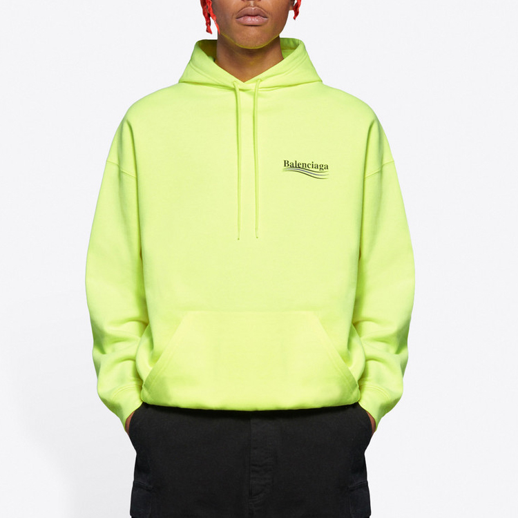 Purchase バレンシアガ ポリティカルキャンペーン ウェーブロゴ スウェットシャツ 蛍光イエロー 600583TJVD47110