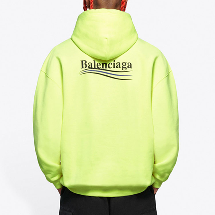 Details for バレンシアガ ポリティカルキャンペーン ウェーブロゴ スウェットシャツ 蛍光イエロー 600583TJVD47110