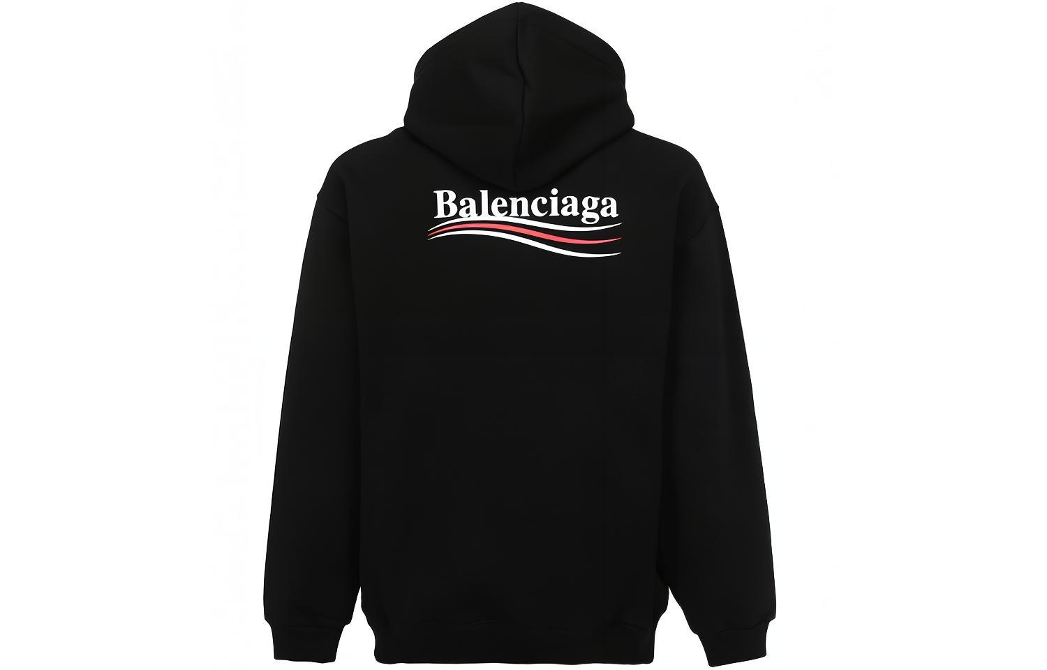 Lookbook 발렌시아가 폴리티컬 캠페인 웨이브 로고 벨벳 후디 블랙 600583TIV531070