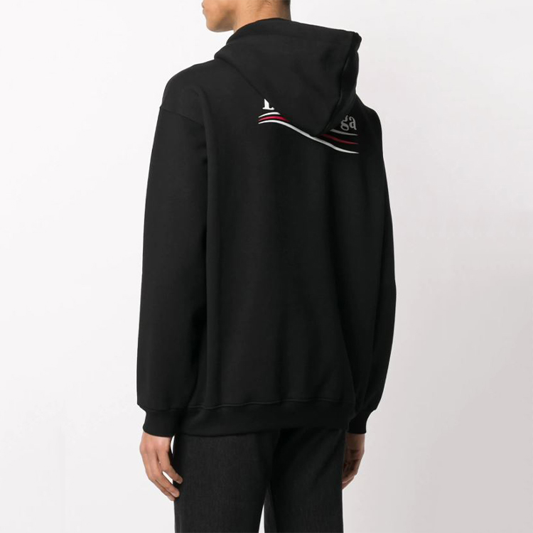 Purchase 발렌시아가 폴리티컬 캠페인 웨이브 로고 벨벳 후디 블랙 600583TIV531070