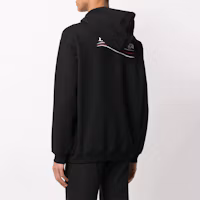 Purchase Balenciaga 政治潮流徽標絨面連帽衫 黑色 600583TIV531070