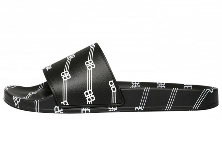 Balenciaga Pool Slides &#x27;Allover Logo - Black&#x27; 590930 W2BG0 1090