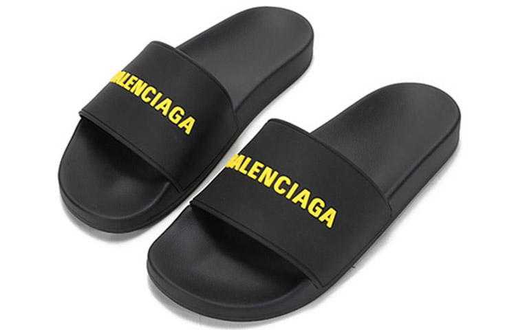Balenciaga Pool Slides 'Black Fluo Yellow' 圖 3