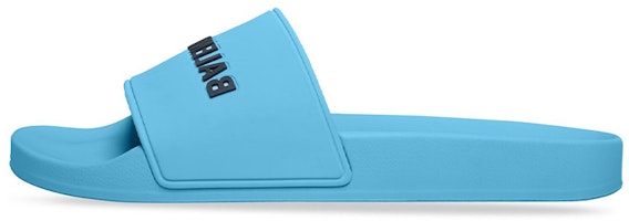 Balenciaga Pool Slides 'Light Blue and Black Rubber' 565826W1S804001 Balenciaga Pool Slides 'Light Blue and Black Rubber' 565826W1S804001