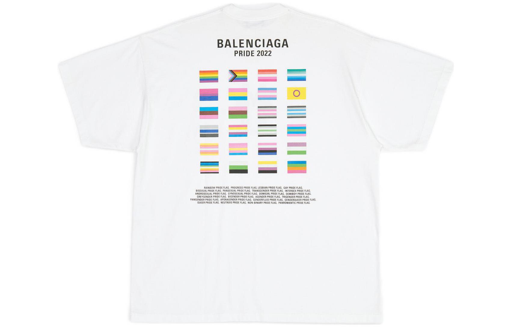 Balenciaga PRIDE 22 Dual Portrait Flag Logo White Oversized  T-Shirt FW22 694576TMVO20904