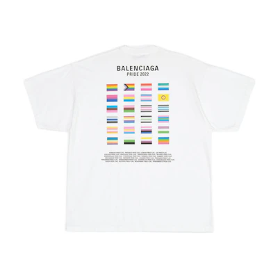 Balenciaga PRIDE 22 Dual Portrait Flag Logo White Oversized T-Shirt FW22 694576TMVO20904
