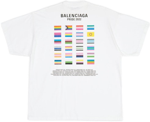 Camiseta Blanca Balenciaga PRIDE 22 Logo Bandera Retrato Doble Oversized FW22 694576TMVO20904 Order Camiseta Blanca Balenciaga PRIDE 22 Logo Bandera Retrato Doble Oversized FW22 694576TMVO20904