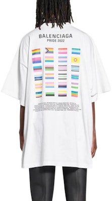 Camiseta Blanca Balenciaga PRIDE 22 Logo Bandera Retrato Doble Oversized FW22 694576TMVO20904 Purchase Camiseta Blanca Balenciaga PRIDE 22 Logo Bandera Retrato Doble Oversized FW22 694576TMVO20904