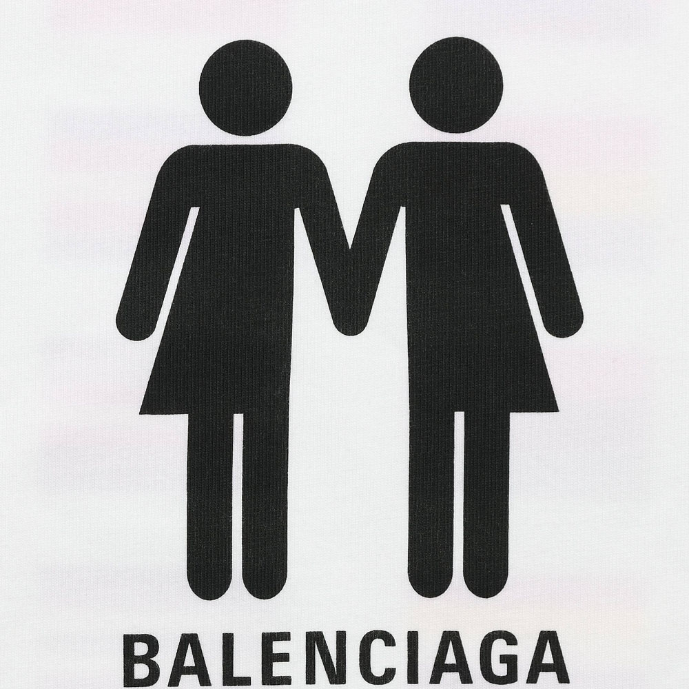 Sizing Camiseta Blanca Balenciaga PRIDE 22 Logo Bandera Retrato Doble Oversized FW22 694576TMVO20904