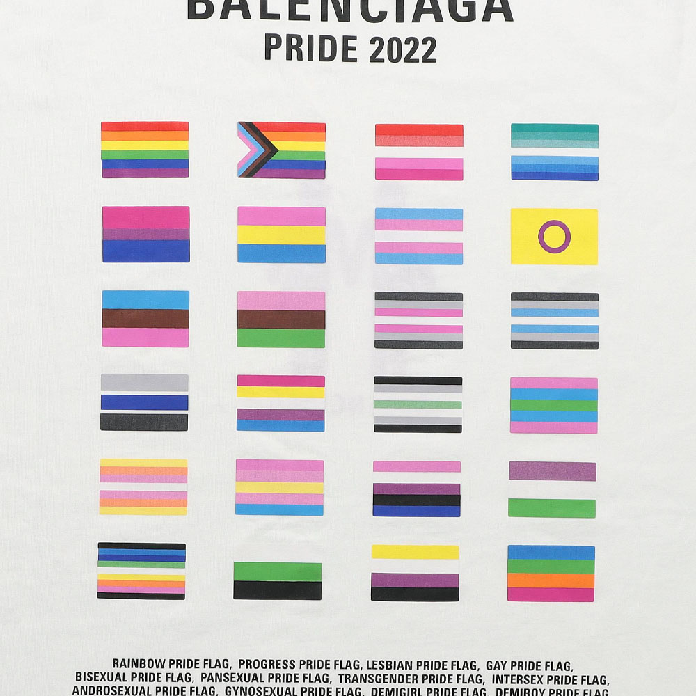 Cheap Camiseta Blanca Balenciaga PRIDE 22 Logo Bandera Retrato Doble Oversized FW22 694576TMVO20904