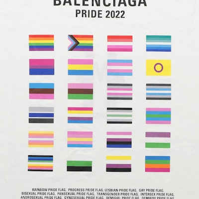 Camiseta Blanca Balenciaga PRIDE 22 Logo Bandera Retrato Doble Oversized FW22 694576TMVO20904 Cheap Camiseta Blanca Balenciaga PRIDE 22 Logo Bandera Retrato Doble Oversized FW22 694576TMVO20904