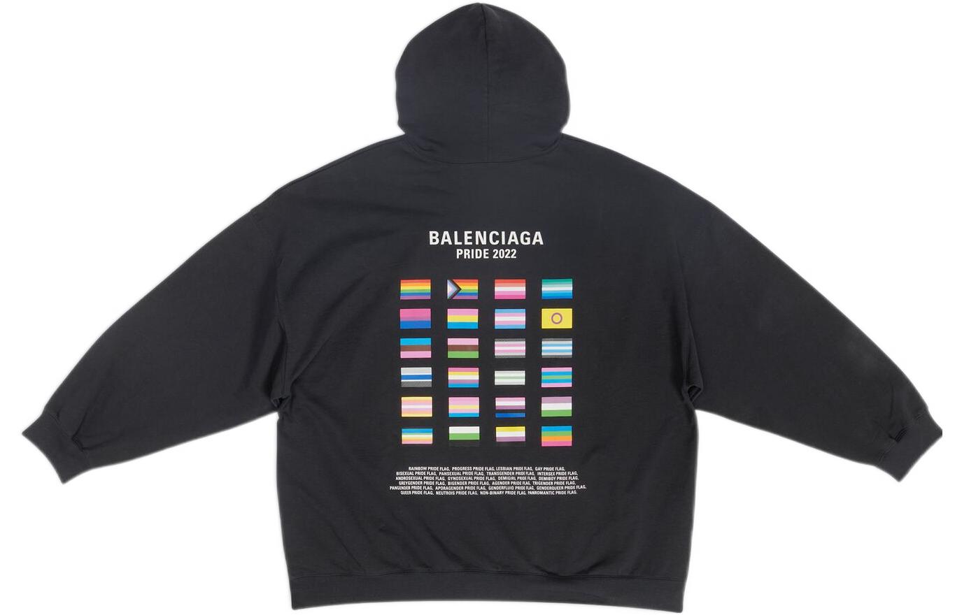 Buy Balenciaga PRIDE 22 FW22 Logo Print Hoodie Unisex Black - Oversized Fit. 651799TMVO31070